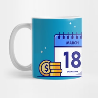 Calendar, Gold Coin And Clock Mug